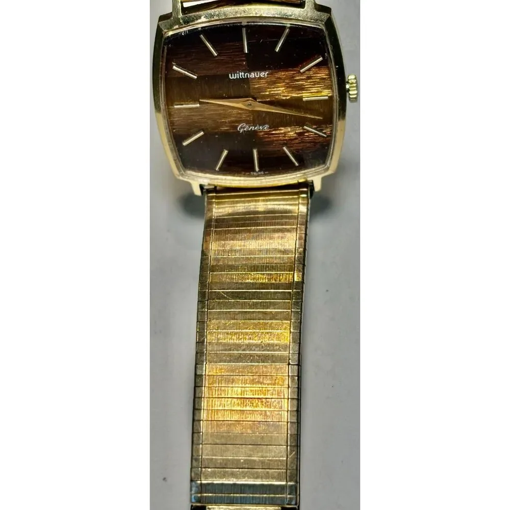 RARE 1970s Wittnauer Genève Wood Mosaic Dial Men's – OVERWOUND / NEEDS SERVICE